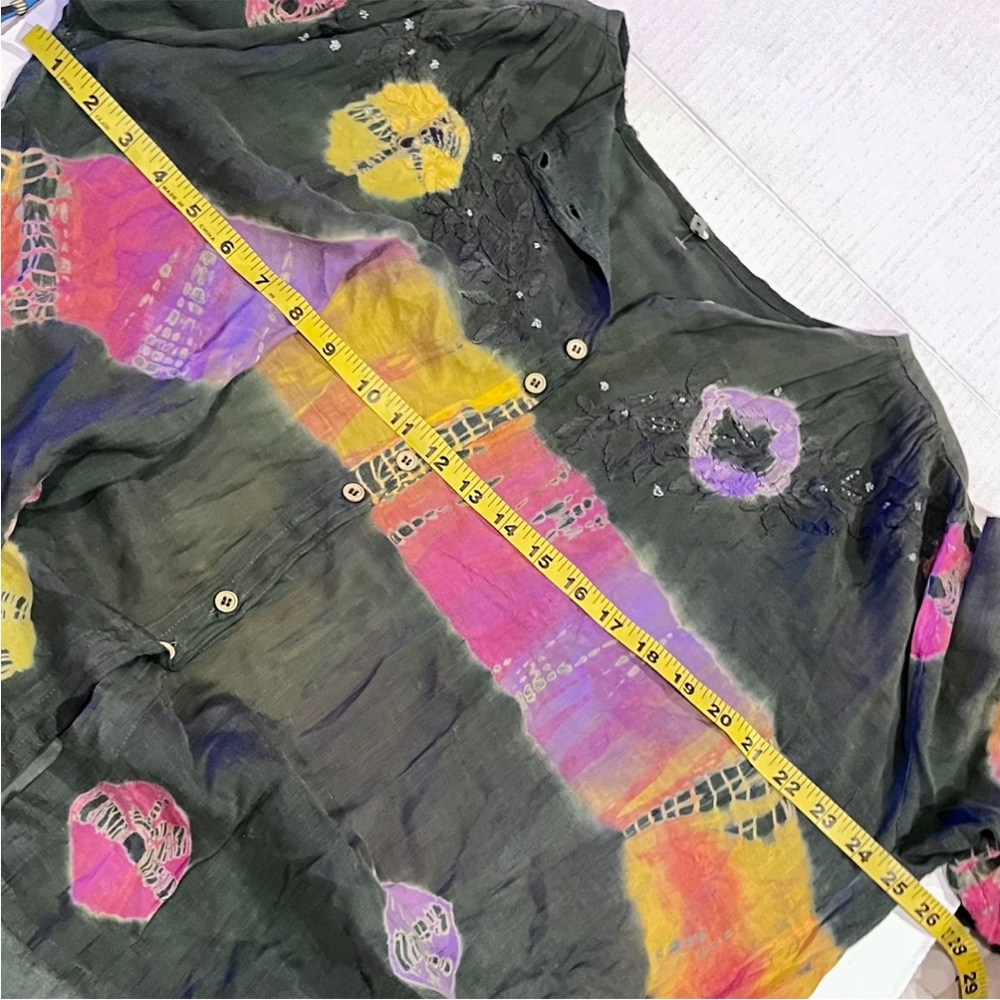 Embroidered Beaded Tie Dye Top - Picture 9 of 10